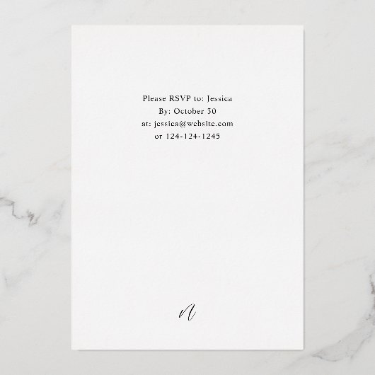 Winter Weiße Blumen & Pinien Weihnachten oder Urla Folieneinladung (Rückseite)