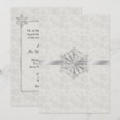 Winter-weiße und silberne Schneeflocke-Hochzeit Einladung (Vorne/Hinten)