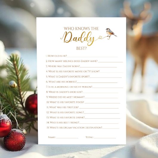 Winter Wer das Daddy Best Baby Shower Game kennt Einladung