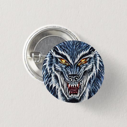 Winter Werewolf Fantasy Dark Horror Art Button (Vorne & Hinten)