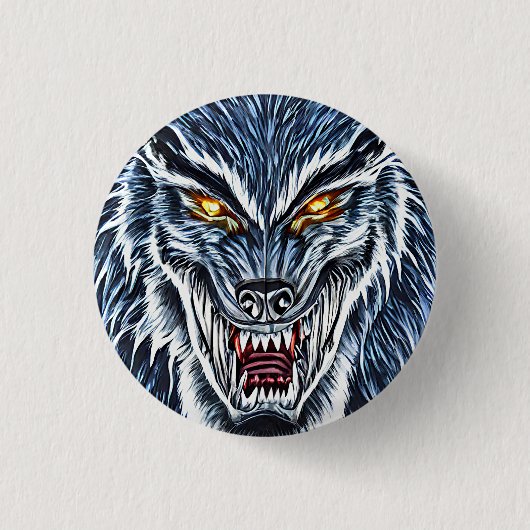 Winter Werewolf Fantasy Dark Horror Art Button (Vorderseite)