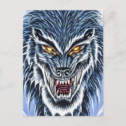 Winter Werewolf Fantasy Dark Horror Art Postkarte (Vorderseite)