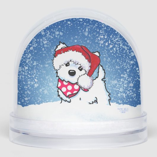 Winter Westie Christmas Art Schneekugeln (Vorderseite)