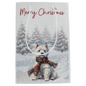Winter Westie Frohe Weihnachtsgeschenktasche Mittlere Geschenktüte (Vorderseite)