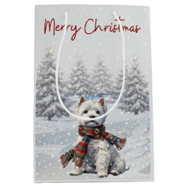 Winter Westie Frohe Weihnachtsgeschenktasche Mittlere Geschenktüte