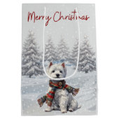 Winter Westie Frohe Weihnachtsgeschenktasche Mittlere Geschenktüte (Rückseite)