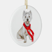 Winter Westie in einem Roten Scarf Keramik Ornament (Rechts)