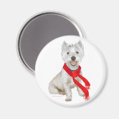Winter Westie in einem Roten Scarf Magnet (Vorderseite/Rückseite)