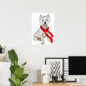 Winter Westie in einem Roten Scarf Poster (Heimbüro)