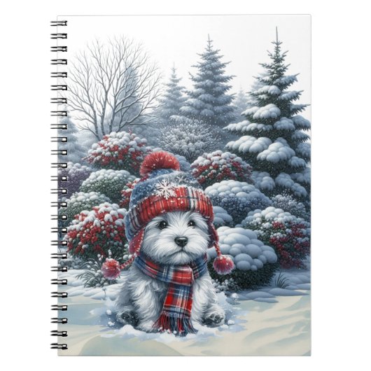 Winter Westie mit Hut Notizbuch Notizblock (Vorderseite)