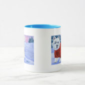 Winter Westie Tasse mit farbigem Griff (Zentrum)