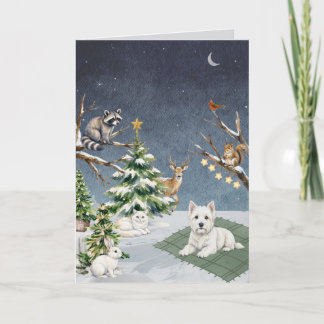 Winter Westie und Freunde Weihnachtskarte Karte