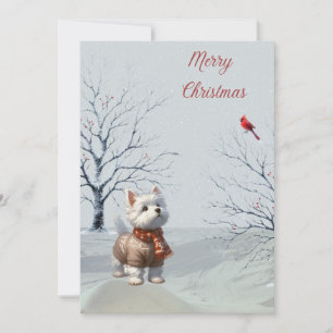 Winter Westie und Kardinal Weihnachtskarte Feiertagskarte