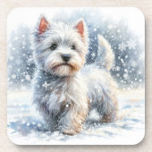 Winter Westie Untersetzer (Vorderseite)