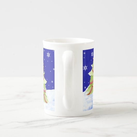 Winter Whimsey Pinguin Polar Bären Babys im Schnee Porzellantasse (Rückseite)