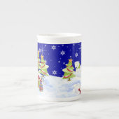 Winter Whimsey Pinguin Polar Bären Babys im Schnee Porzellantasse (Vorderseite)