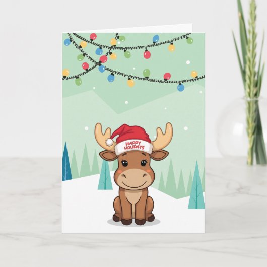 Winter Whimsical Moose Feiertagskarte (Vorderseite)