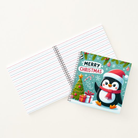 Winter Whimsy: Festes Penguin Square Notebook Notizblock (Innenseite)