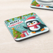 Winter Whimsy: Festlicher Pinguin Getränkeuntersetzer (Linke Seite)