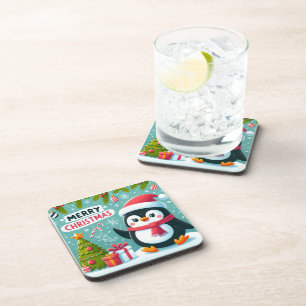 Winter Whimsy: Festlicher Pinguin Getränkeuntersetzer