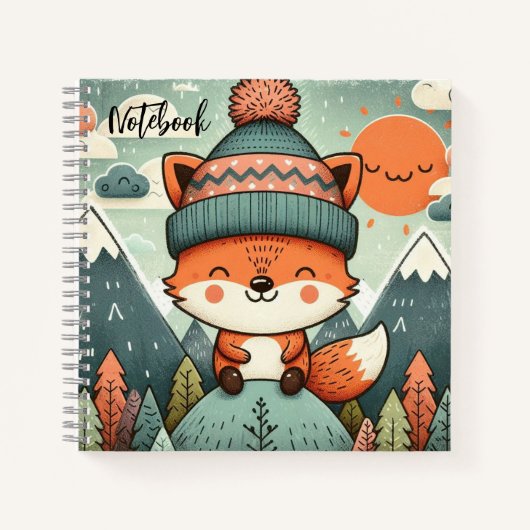 Winter Whimsy - Fox in einem Fluffy Hat Notizblock (Vorderseite)