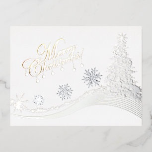Winter Whimsy: Frohe Weihnachtsbaume Folien Feiertagspostkarte