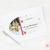 Winter Whimsy Niedlich Pinguin Babys in Snow Star Ovaler Aufkleber (Umschlag)