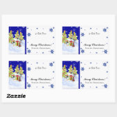 Winter Whimsy Niedlich Pinguin Babys in Snow Star Rechteckiger Aufkleber (Blatt)