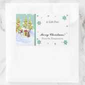 Winter Whimsy Niedlich Pinguin Babys in Snow Star Rechteckiger Aufkleber (Tasche)