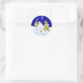 Winter Whimsy Niedlicher Eisbär Babys in Snow Star Runder Aufkleber (Tasche)