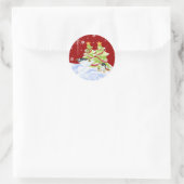 Winter Whimsy Niedlicher Eisbär Babys in Snow Star Runder Aufkleber (Tasche)