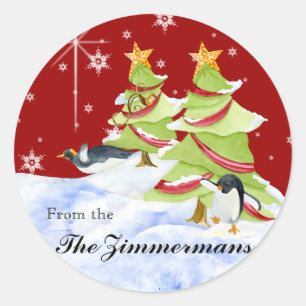 Winter Whimsy Niedlicher Eisbär Babys in Snow Star Runder Aufkleber