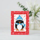 Winter Whimsy Pinguin Postkarte (Stehend Vorderseite)