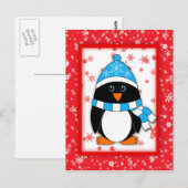 Winter Whimsy Pinguin Postkarte (Vorne/Hinten)
