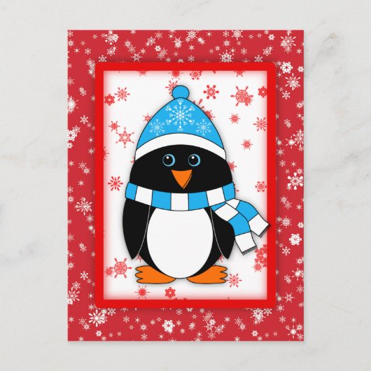 Winter Whimsy Pinguin Postkarte (Vorderseite)
