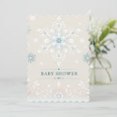 Winter Whimsy Snowflake Baby Dusche Einladung (Stehend Vorderseite)