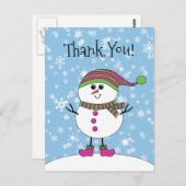 Winter Whimsy Snowman Danke Postkarte (Vorne/Hinten)