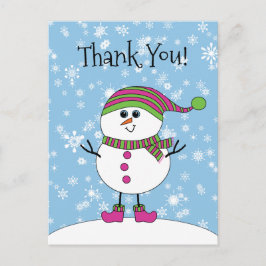 Winter Whimsy Snowman Danke Postkarte