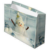Winter Whimsy Snowman Große Geschenktüte (Vorderseite Schrägansicht)