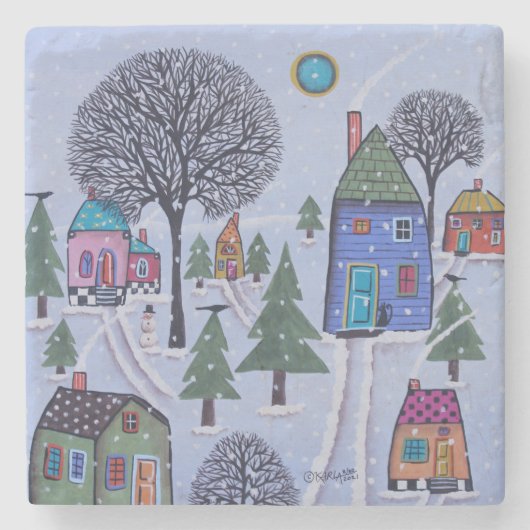 Winter Whimsy Trivet Steinuntersetzer (Vorderseite)