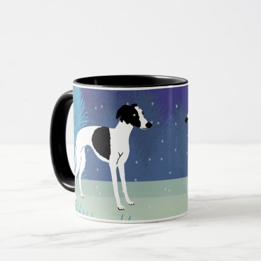 Winter Whippet Tasse (Vorderseite Links)