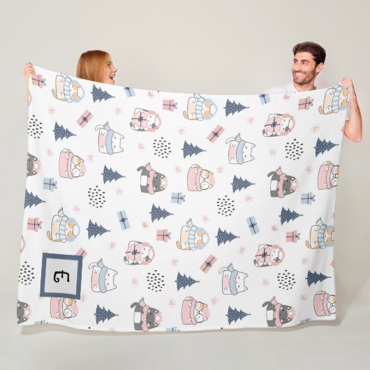 Winter Whiskers Personalisiert Throw Blanket Fleecedecke (Beispiel)
