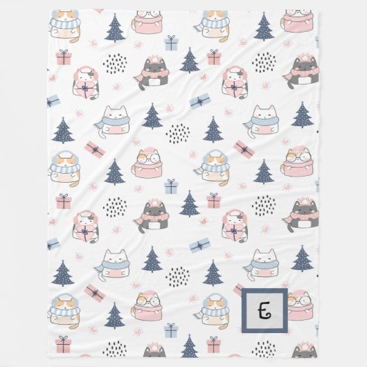 Winter Whiskers Personalisiert Throw Blanket Fleecedecke (Vorderseite)