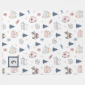 Winter Whiskers Personalisiert Throw Blanket Fleecedecke (Vorderseite (Horizontal))