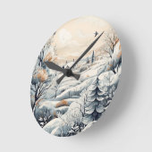Winter-Whisper: Gemütliche Weihnachten im Dorf Runde Wanduhr (Winkel)