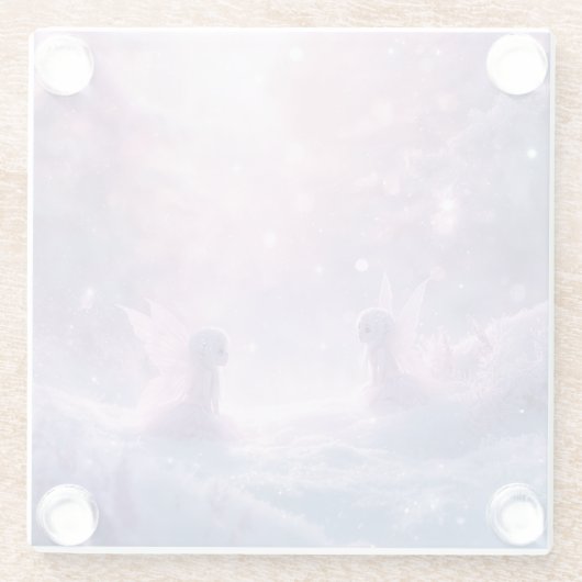 Winter Whispers and Fairy Light Glasuntersetzer (Rückseite)