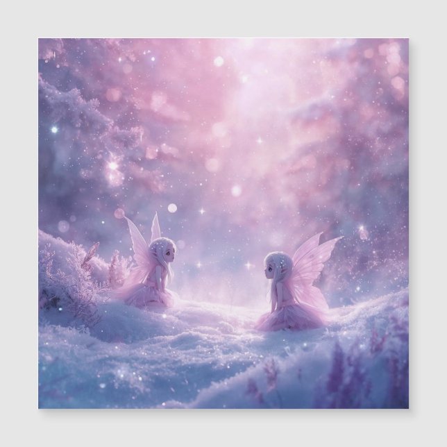Winter Whispers and Fairy Light Magnetkarte (Vorderseite)