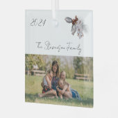 Winter White 2024 Foto Urlaub Ornament Aus Glas (Vorderseite links)