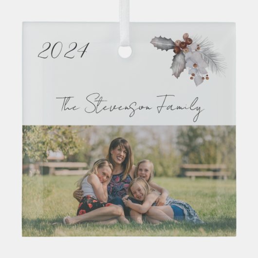 Winter White 2024 Foto Urlaub Ornament Aus Glas (Vorderseite)