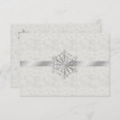 Winter White and Silver Snowflake Wedding RSVP (Vorne/Hinten)